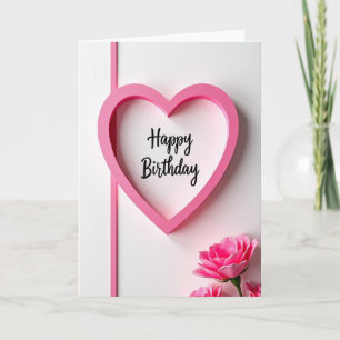 Fuchsia Heart Birthday Card