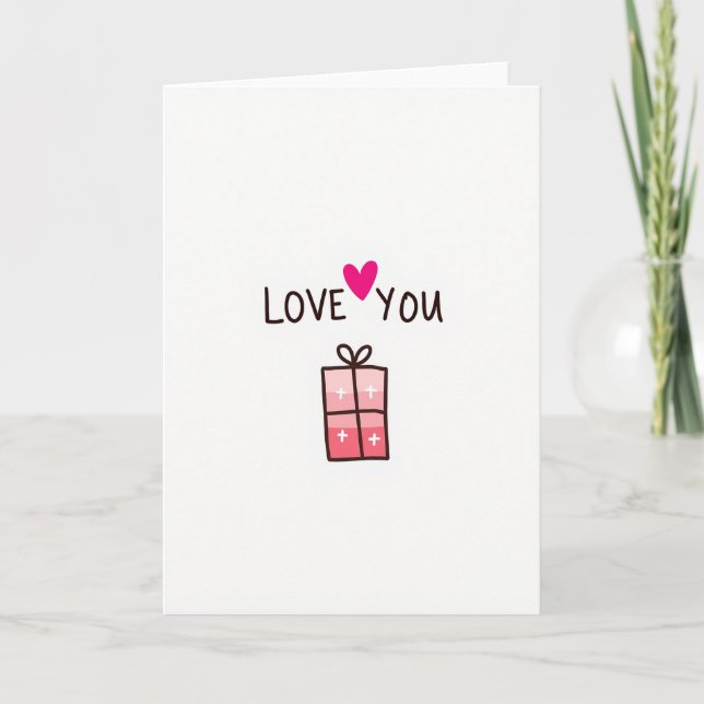 Fuchsia Heart Love You Card (Front)