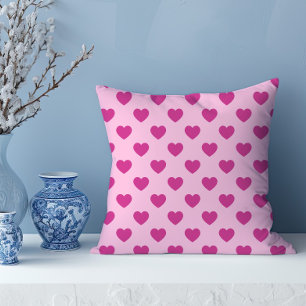 Fuchsia Heart Pattern Pink Preppy y2k Throw Pillow