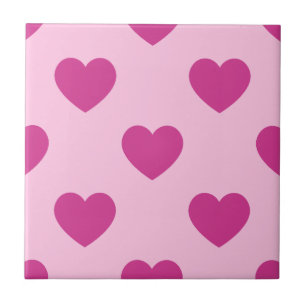 Fuchsia Heart Pattern Preppy Pink y2k Aesthetic Tile