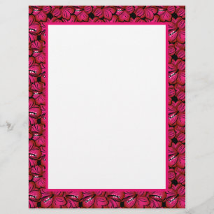 Fuchsia Hibiscus Border Stationery to Customize