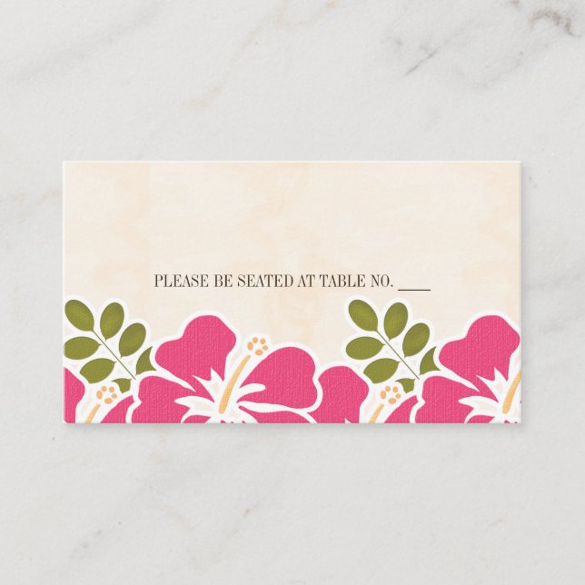 FUCHSIA HIBISCUS HAWAIIAN SEATING PLACE CARD (Front)
