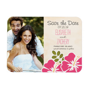 Fuchsia Hibiscus Magnet Réservez la date tropicale