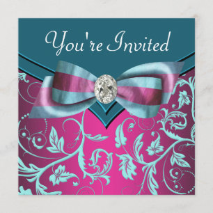 Fuchsia Hot Pink Teal Blue All Occasion Party Invitation
