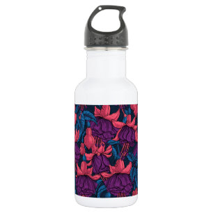 Fuchsia in blue and purple 532 ml water bottle