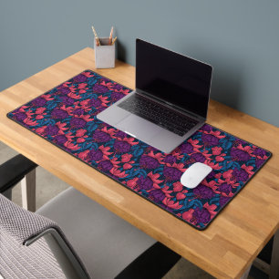Fuchsia in blue and purple desk mat