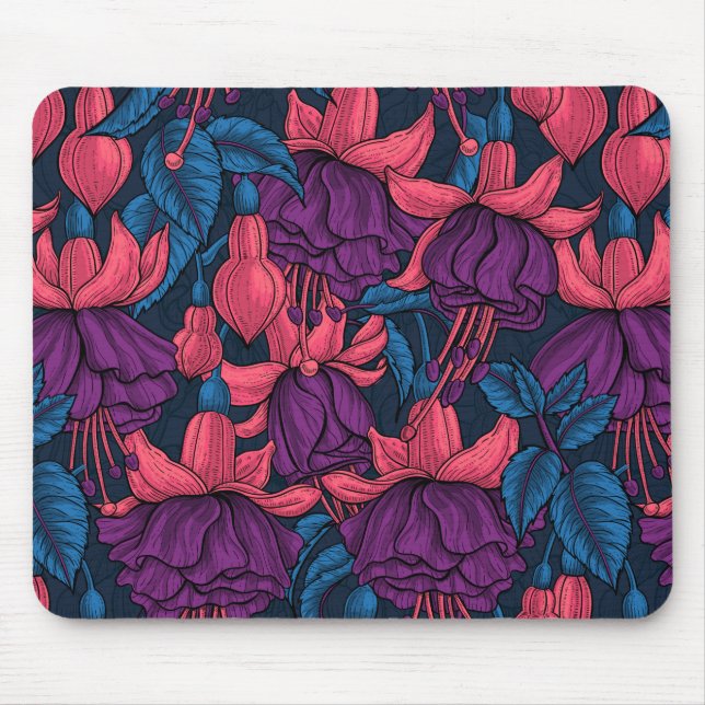 Fuchsia in blue and purple mouse pad (Front)
