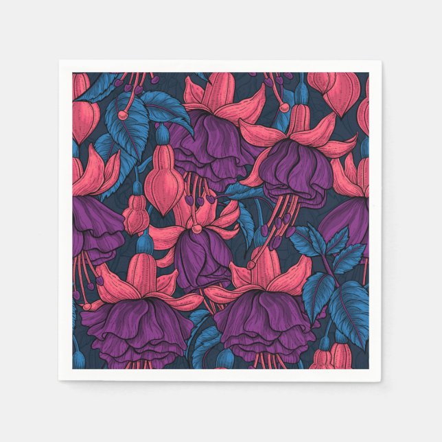 Fuchsia in blue and purple napkin (Front)