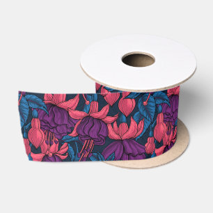 Fuchsia in blue and purple satin ribbon