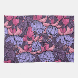 Fuchsia in pink and violet kitchen towel