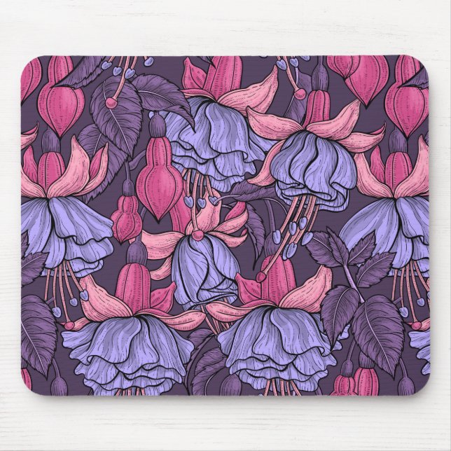 Fuchsia in pink and violet mouse pad (Front)