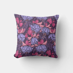 Fuchsia in pink and violet throw pillow