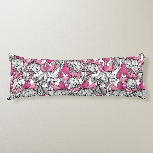 Fuchsia in white and pink body pillow (Front)