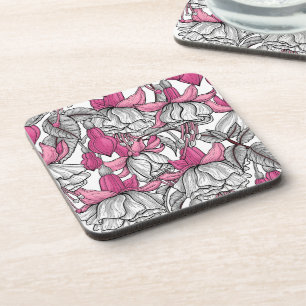 Fuchsia in white and pink coaster