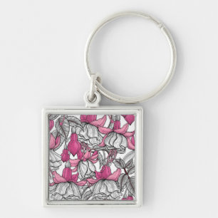 Fuchsia in white and pink keychain