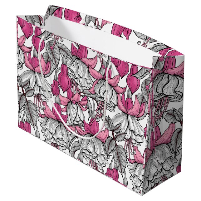 Fuchsia in white and pink large gift bag (Back Angled)