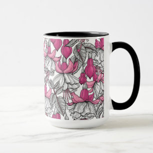 Fuchsia in white and pink mug