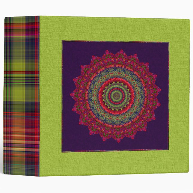 Fuchsia Kaleidoscope Mandala Binder (Front/Spine)