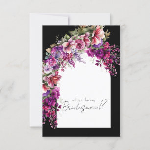 Fuchsia Lavender Floral Arch Bridesmaid Proposal Invitation