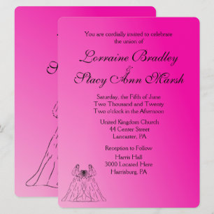 Fuchsia Lesbian Wedding Invitation