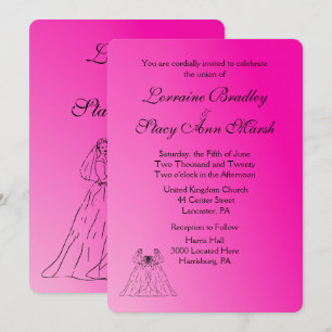 Fuchsia Lesbian Wedding Invitation