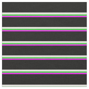 Fuchsia, Lime Green, Beige & Black Lines Pattern Fabric