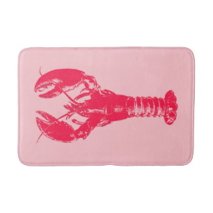 Fuchsia Lobster on Light Pink Bath Mat