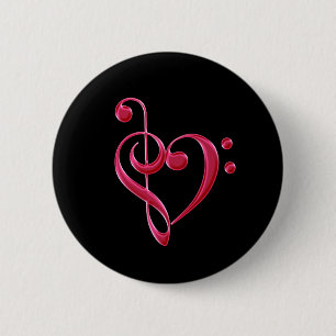 Fuchsia Love Musical Notes 2 Inch Round Button