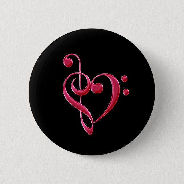 Fuchsia Love Musical Notes 2 Inch Round Button (Front)