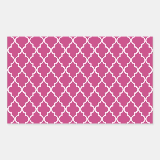 Fuchsia Magenta And White Moroccan Trellis Pattern Sticker (Front)