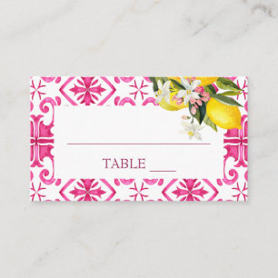 Fuchsia Majolica magenta tiles bridal shower Place Card