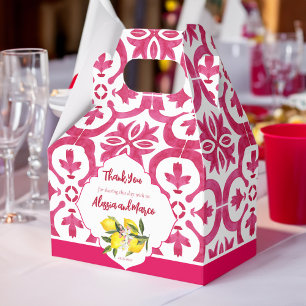 Fuchsia Majolica magenta tiles personalized  Favor Box