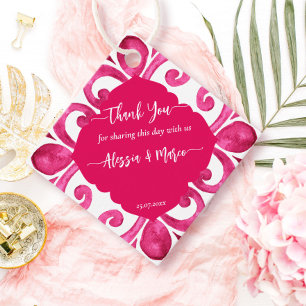 Fuchsia Majolica magenta tiles personalized Favour Tags