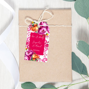 Fuchsia Majolica tiles orange thank you favour Gift Tags