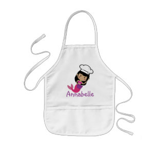 Fuchsia Mermaid Chef with Bowl Personalize Kids Apron