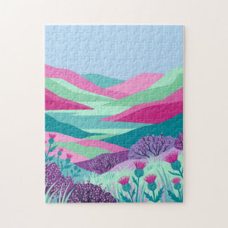 Fuchsia & Mint Highland Loch Puzzle