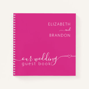 Fuchsia, Modern Minimal Wedding Guestbook Notebook