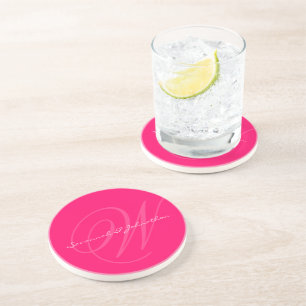 Fuchsia Monogramme Mariage Dessous de verre d'anni