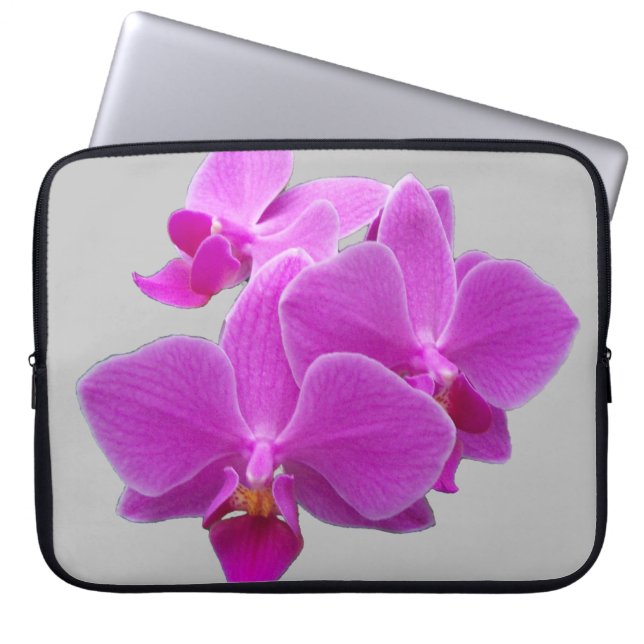 Fuchsia Moth Orchids on a laptop sleeve (Front)
