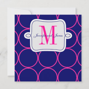 Fuchsia Navy Blue Modern Wedding Invitation #2