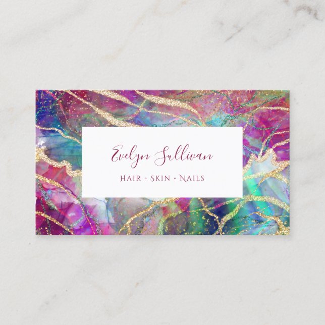 Fuchsia opal background business card (Front)
