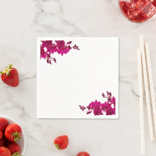 Fuchsia Orchids on White-Wedding- Napkin