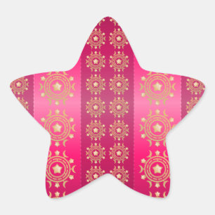 Fuchsia Oriental Mandala Pattern Star Sticker