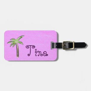 Fuchsia Palm Tree Luggage Tag