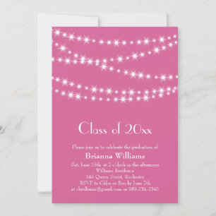 Fuchsia Party Lights Graduation Invite