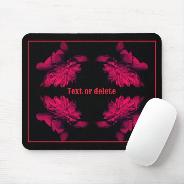 Fuchsia Peony Abstract Floral Art Personalized Mouse Pad (With Mouse)