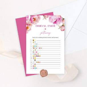 Fuchsia peony bridal shower emoji pictionary game
