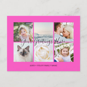 Fuchsia Personalized 6 photos Universal Greetings Postcard