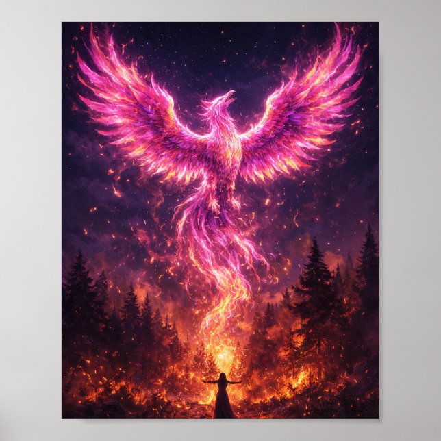 Fuchsia Phoenix Rising Poster (Front)