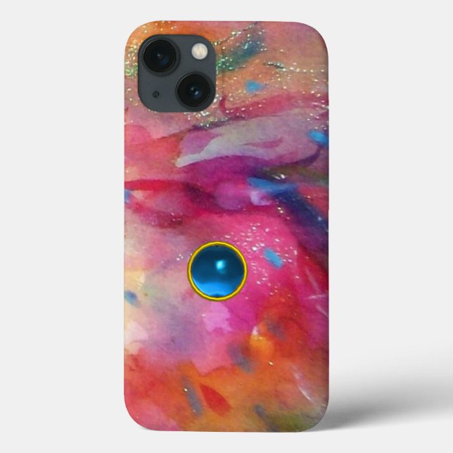 FUCHSIA PINK ABSTRACT Blue Sapphire Gemstone Case-Mate iPhone Case (Back)